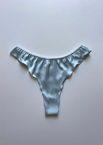 SILKY SATIN THONG LIGHT BLUE