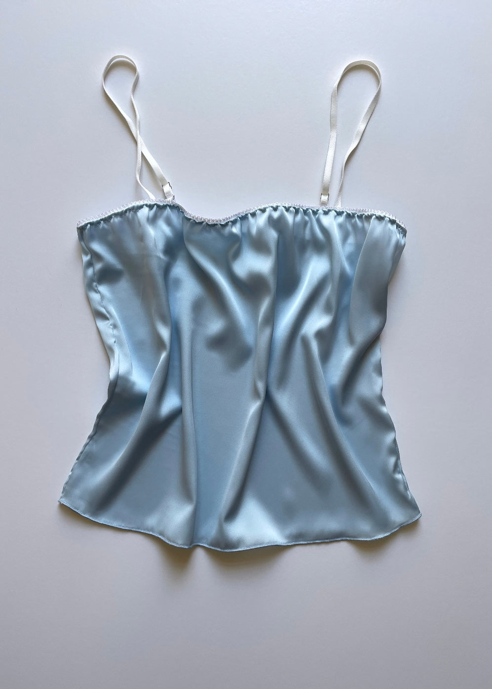 SILKY SATIN TOP LIGHT BLUE