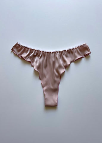 SILKY SATIN THONG ROSE GOLD