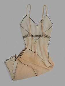 NUDE AND BLACK OPEN BACK BODYSUIT