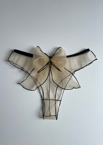 BOW STRING NUDE BLACK