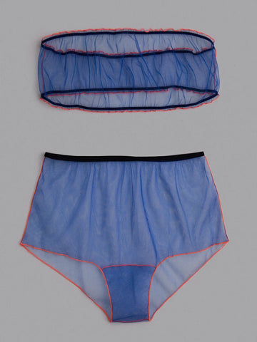 NEON BLUE SET BANDEAU AND HIGH WAIST PANTY