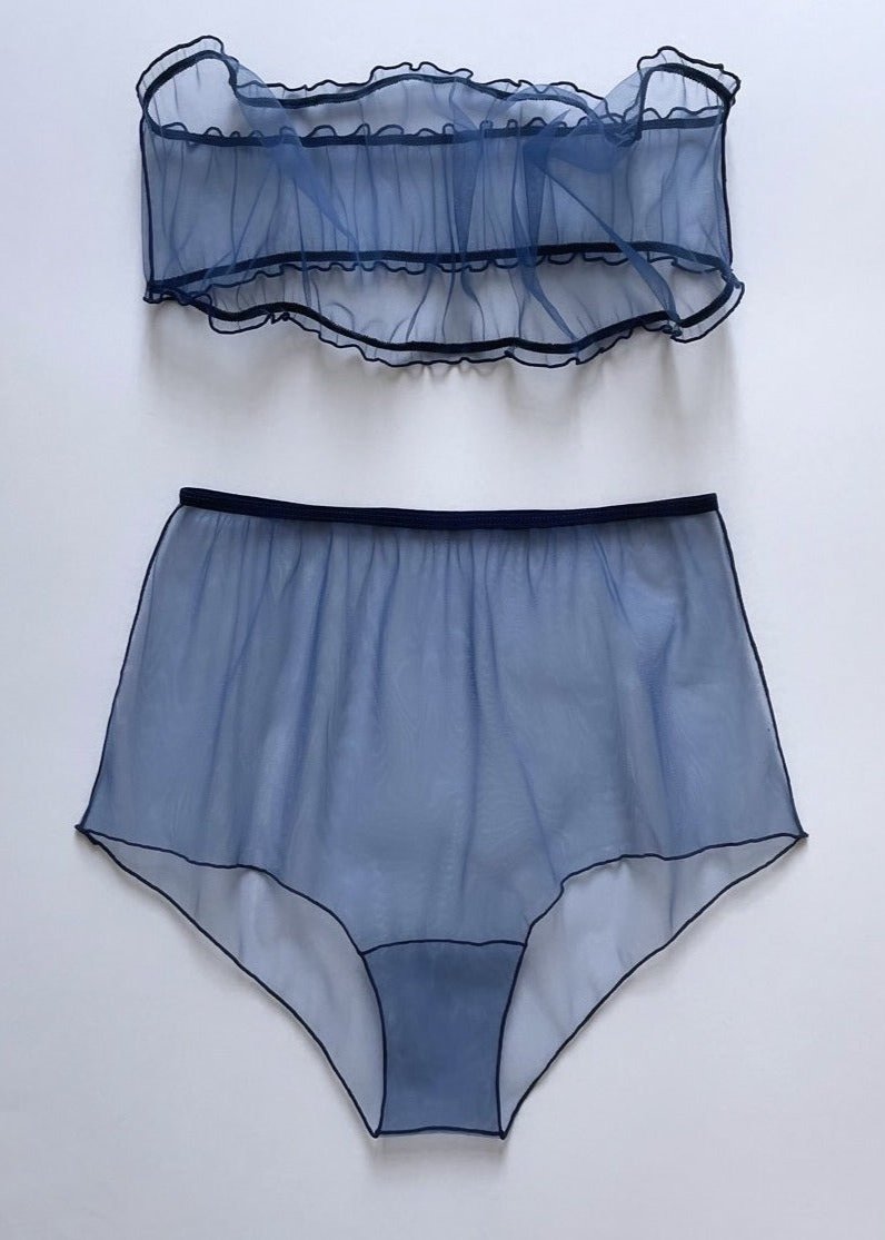 SET BANDEAU AND HIGH WAIST PANTY OCEAN BLUE COLOR