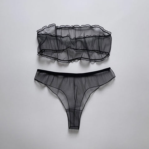 BLACK DIAMOND SET BANDEAU AND STRING