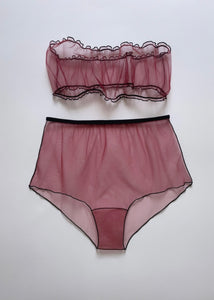 BURGUNDY SET BANDEAU AND HIGH WAIST PANTY