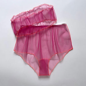 NEON FUCHSIA SET BANDEAU AND HIGH WAIST PANTY