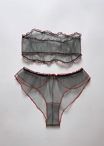 DIOR GREY & RED SET BANDEAU AND BIKINI