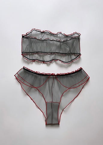 DIOR GREY & RED SET BANDEAU AND BIKINI