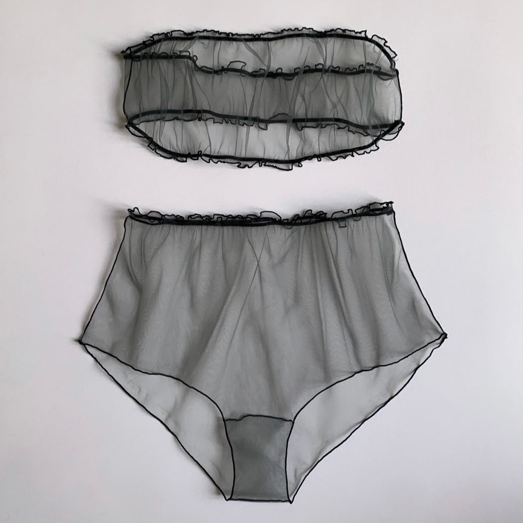 DIOR GREY SET BRA & HIGH WAIST PANTY